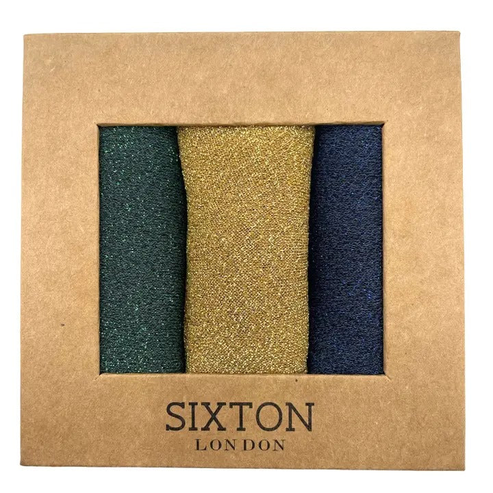 Sixton London Rio Trio of Sparkle Socks in Royale