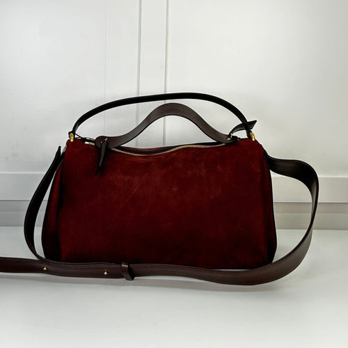 NEOUS Scorpius Burgundy Suede And Leather Carryall Tote