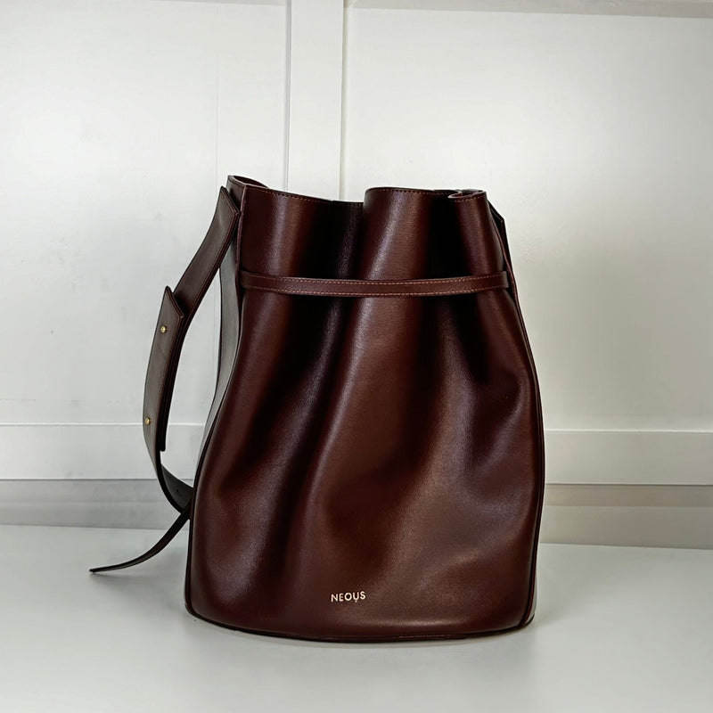 NEOUS Sigma Burgundy Red Leather Bucket Bag