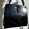 Prada Black Patent Spazzolato Box Frame Bag