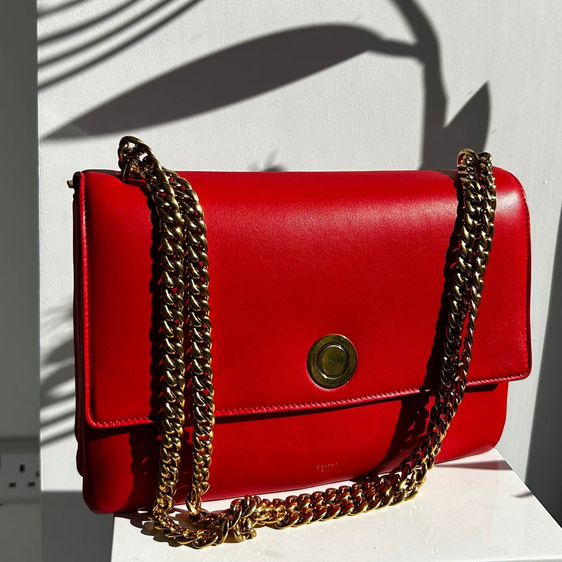 Celine Red Lambskin Coin Flap Bag