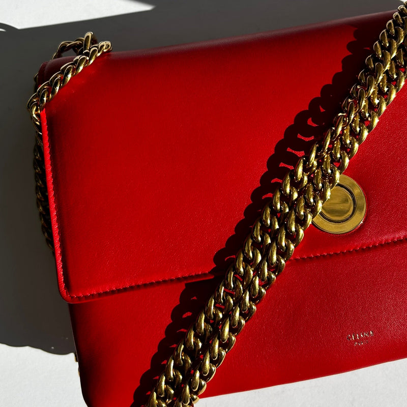 Celine Red Lambskin Coin Flap Bag