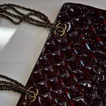 Chanel Wine Red Quilted Patent Leather CC Eyelet Tote Bag