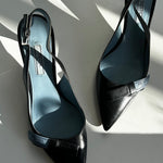 Prada Black Slingback Kitten Heel with Logo Bow