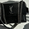 Saint Laurent Black Sunset Mock Croc Bag