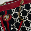 Gucci Black & White Boucle Wool Red Leather Trim Rajah Bag