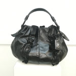 Prada Black Leather Ruffle Mordore Shoulder Bag