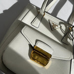 Prada White Saffiano Leather Metropolis Bag