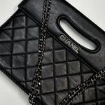 Chanel Black Quilted Lambskin Frame Clutch with Chain Strap