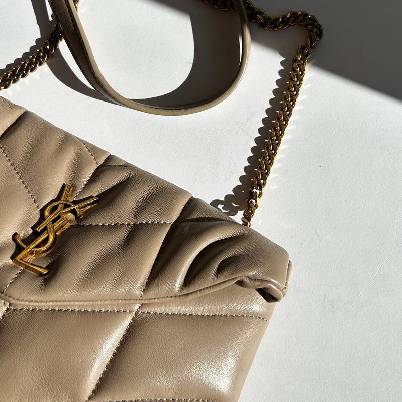 Saint Laurent Beige Quilted LouLou Puffer Bag