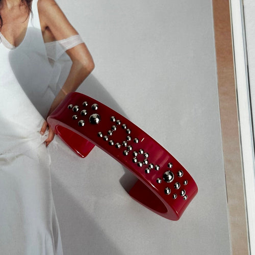 Christian Dior Red Acetate Cuff Bangle