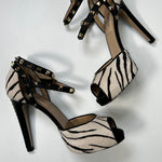 Valentino Rockstud Zebra Print Pony Skin Sandal