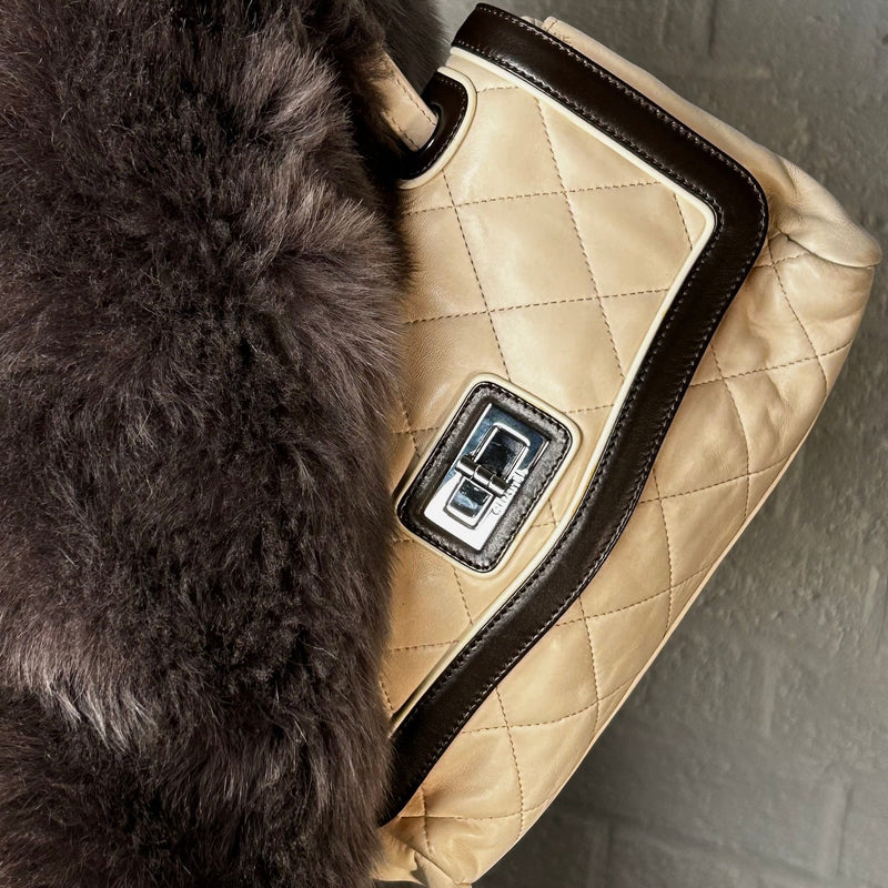 Chanel Cream Brown Quilted Leather Country Club Flap Shoulder Bag