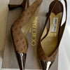 Jimmy Choo Beige Sunkissed Caramel Liya Pointed Slingback with Embossed Logo