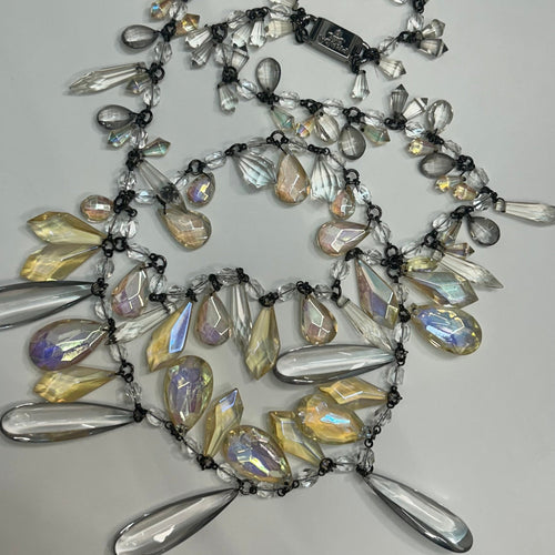 Prada Yellow Clear Resin Chandelier Necklace