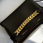 Victoria Beckham Chain Pouch With Gold Link Clutch Brown