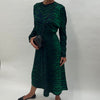 Victoria Beckham Dolman Green Tiger Printed Long Sleeve Midi Dress