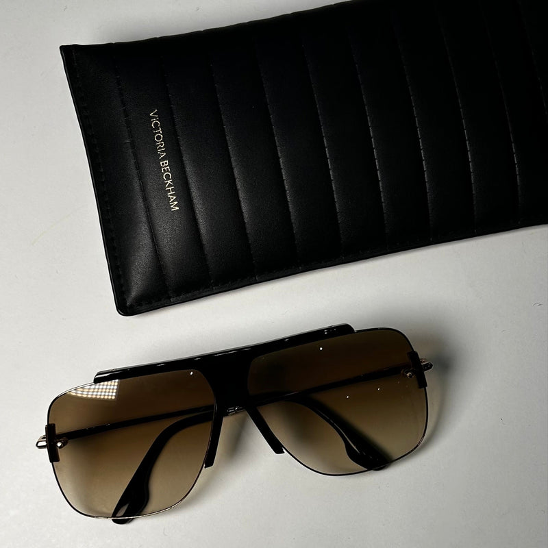 Victoria Beckham Oversized Gold Frame Aviator Sunglasses