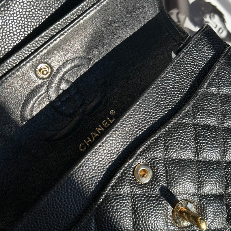 Chanel Black Small Caviar Leather Gold Hardwear Double Flap