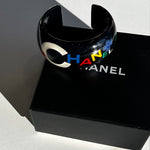 Chanel Black Resin Logo Multi Colour Clover Cuff