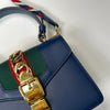 Gucci Navy Blue Leather Mini Sylvie Shoulder Bag