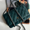 Chanel Teal Blue Green Lambskin Wallet On Chain