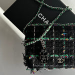 Chanel Black Green Tweed Wallet (Robot) On Chain