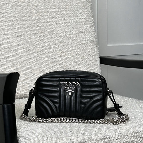 Prada Mini Black Diagramme Quilted Camera Bag