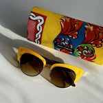 Dolce & Gabbana Yellow Brown Sicilian Carretto Cateye Sunglasses