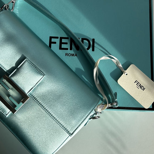 Fendi X Tiffany & Co Satin Tiffany Blue Baguette Bag