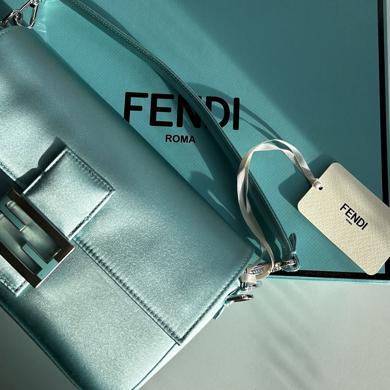 Fendi X Tiffany & Co Satin Tiffany Blue Baguette Bag