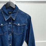 A.P.C Blue Denim Open Front Belted Long Shirt