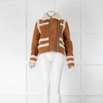 Carven Tan Shearling Exposed Seam Jacket