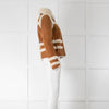 Carven Tan Shearling Exposed Seam Jacket