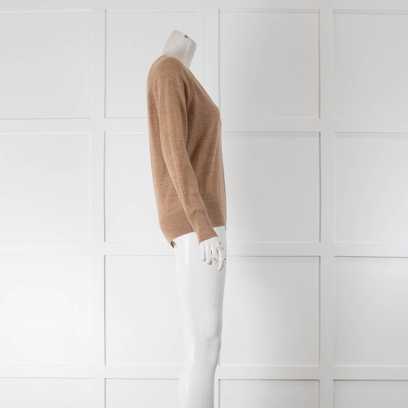 Winser London Camel Coloured V Neck Jumper