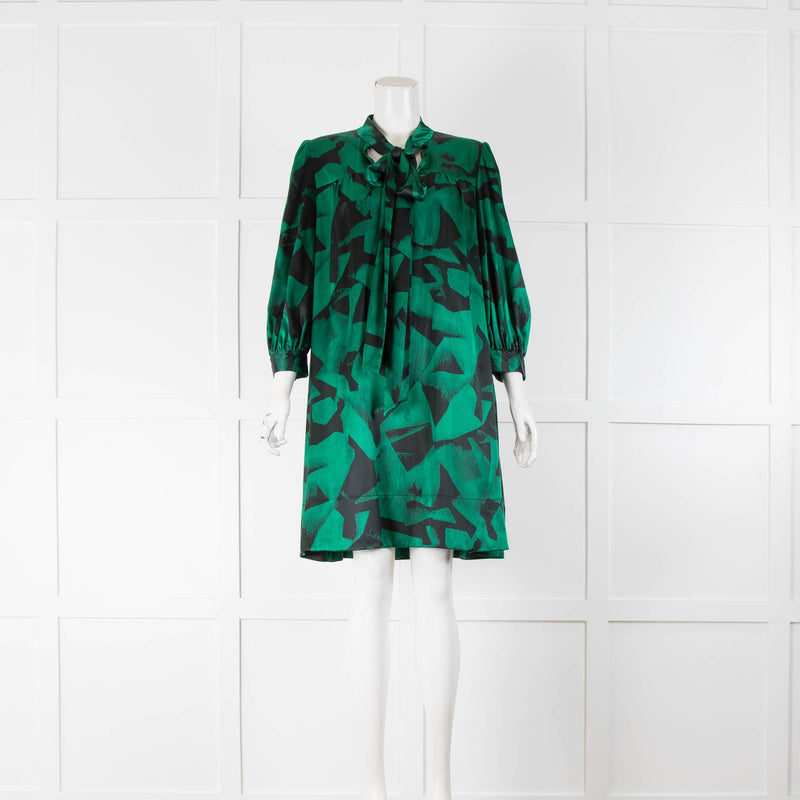 DKNY Green Patterned Smock Dress