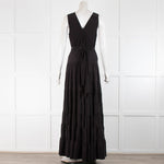 Balenciaga Black Silk Tiered Maxi Dress