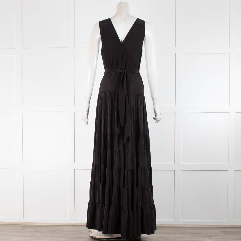 Balenciaga Black Silk Tiered Maxi Dress