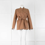 S Max Mara Brown Wool Front Pockets Belted Jacket