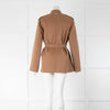 S Max Mara Brown Wool Front Pockets Belted Jacket