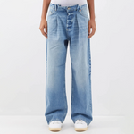 Raey Blue Denim Cinch Waist Wide Leg Jeans