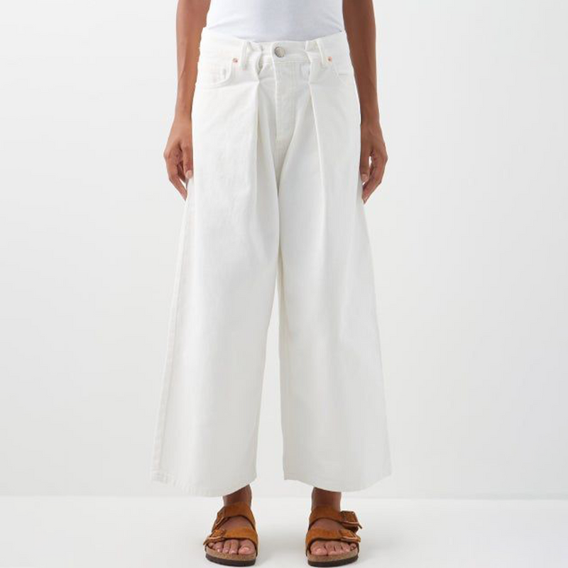 Raey White Cinched Boyfriend Jeans