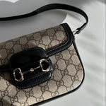 Gucci Mini Horsebit 1955 in Supreme Canvas and Black Leather