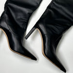 Jimmy Choo Black Leather Pointed Toe Knee Boots