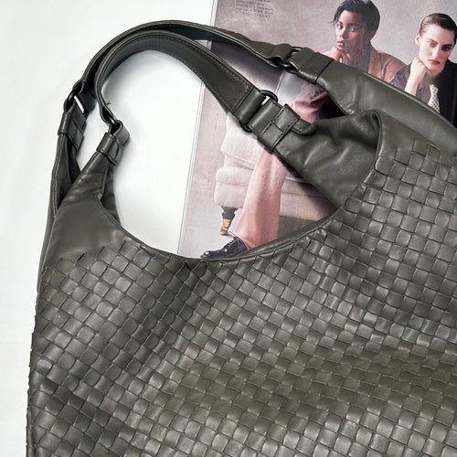 Bottega Veneta Olive Green Intrecciato Campana Bag