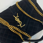 Saint Laurent Black Suede Quilted Envelope Crossbody