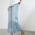 Raey Light Blue Wide Leg Raw Hem Jeans