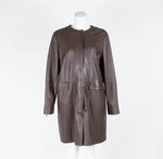 Weekend Max Mara Brown Leather Knee Length Coat