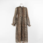 Ganni Leopard Print Pleated Maxi Dress