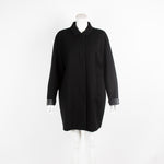 Strenesse Black Faux Leather Trim Overcoat